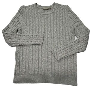 Croft & Barrow Womens Classic Cable Knit Sweater L Pullover Gray Cotton Normcore